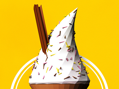 Ice-cream 3d c4d cinema 4d cone ice cream ice cream low poly poly q render summer yellow