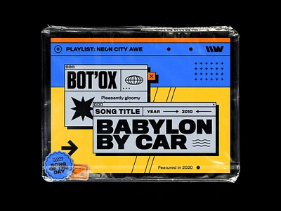 Bot'Ox – Babylon By Car 70s abstract artwork bashbashwaves branding browser brutalism design motion design plastic bag playlist rhox spotify stickers tabs typography ui vector vintage