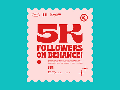 5k thanks! 2020 5000 5k behance brice followers rhox stamp stamp design stamps turqoise vintage