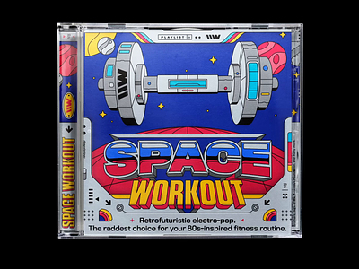 Playlist: SPACE WORKOUT 80s animated artwork animation bashbashwaves cd cover artwork graphic design motion graphic overglow planets playlist rhox science fiction scifi sport strickner synthwave typography vintage workout