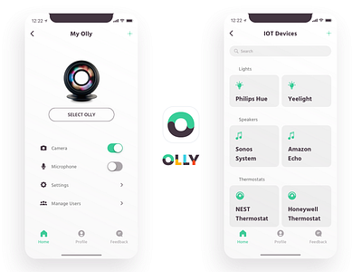 Olly - Personal assistant IoT configuration app interface clean configuration devices integrations iot personal assistant robot simple smart assistant