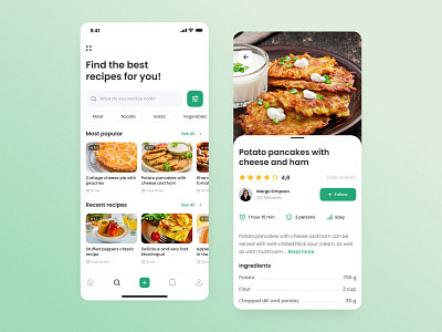 Culinary application with recipes app cooking culinary figma food gradient ingredients interface ios makeevaflchallenge meal minimal mobile app mobile app design recipe ui ux