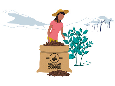 Peruvian Coffe flat illustration vector