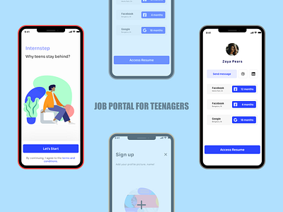 Job portal for teenagers adobexd clean job listing ui