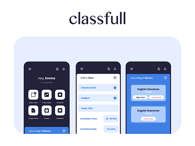 Classfull App design adobexd clean ui