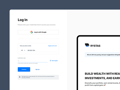 Rystas Log in Screen 🔥 app clean design figma form logo ui vector website