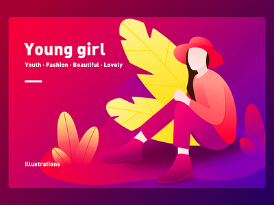 Young Girl color design illustration