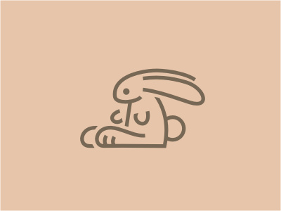 Bunnz animal beige brown bunny ears gray line logo monoline rabbit