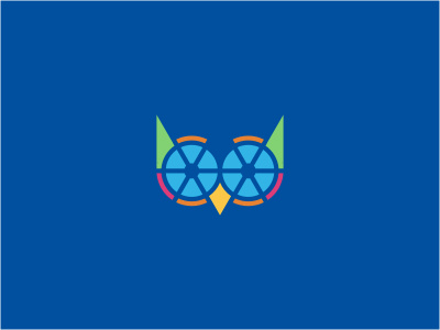 Power Owl animal app bird blue chart colorful geometry hoot logo multicolor owl pie tool