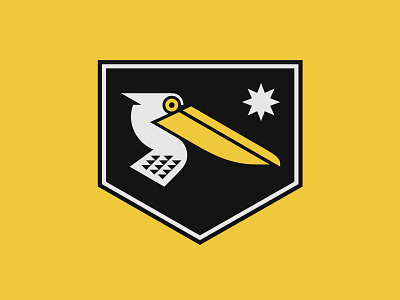 Pelicanos animal beak bird emblem logo navigation ocean pelican sea shield star yellow