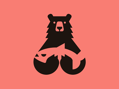 Bear Hands animal bear brown fish food forest logo negative pink red salmon