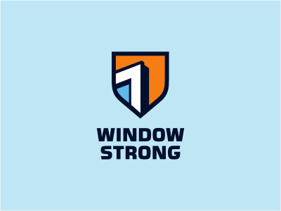 Window Strong blue building emblem frame glass house logo orange shield sky trust window