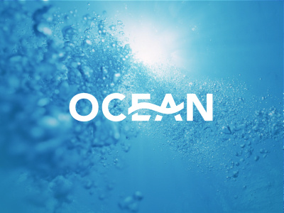 Ocean blue bubble custom cut logo logotype ocean sea shadow typography water wave
