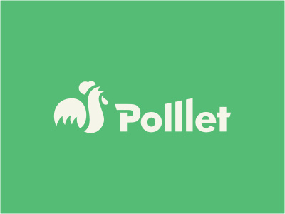 Polllet animal app bird cut green logo network online platform rooster social web