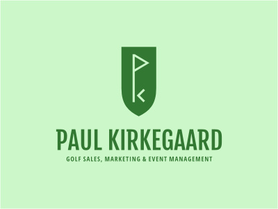 Paul K agency arrow event flag golf green logo marketing royal shield sports vintage