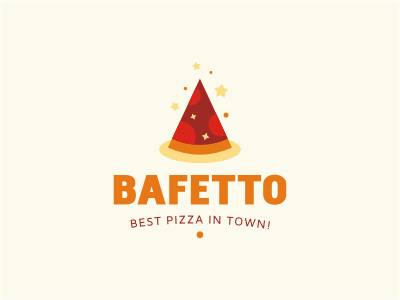 Bafetto beige cone food hat logo orange pizza red star wizard