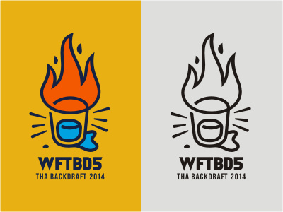 WFTBD5 bar burn drink event fire glass illustration logo orange party work yellow