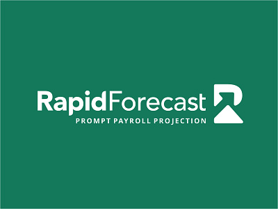 Rapid Forecast app arrow chart fast financial forecast green initials logo negative rapid