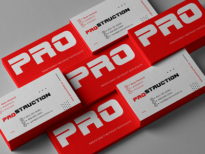 PROS abc american building business card construction heavy identity industrial logo logotype red typography