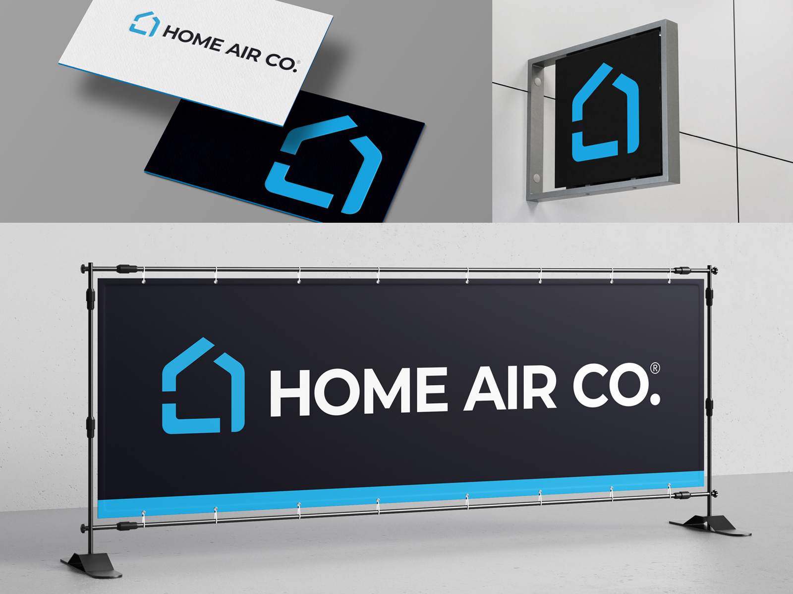 HAC fresh monoline icon house american collar blue industry condition cooling heating hvac air home