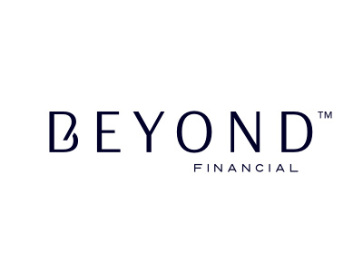 Beyond Financial classy custom cut elegant financial lettering logo logotype purple shadow sophisticated typography