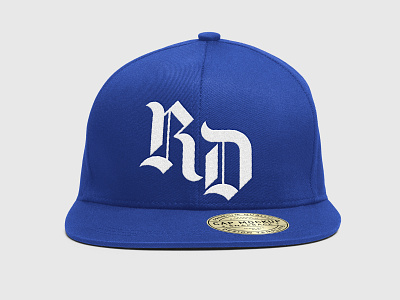 reDesign Promo Cap blackletter blue cap logo logotype marketing monogram promo retro typography