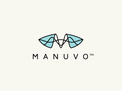 Manuvo logo tech wave black blue green line initials glass linear abstract future