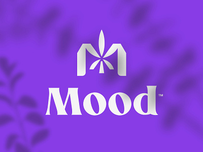Mood cannabis cbd elegant grass leaf logo luxury marijuana monogram mood nature plant purple ribbon sophisticated vibe