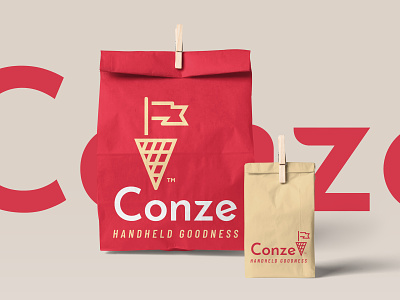 Conze bag classy cone flag food gourmet logo packaging pole street taste urban waffle warm