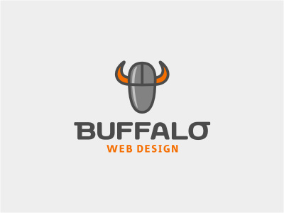 Buffalo Web Design animal bison buffalo gray horns icon logo mouse orange wild