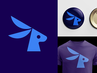 Rabbz animal badge blue ears logo rabbit smart speed t shirt
