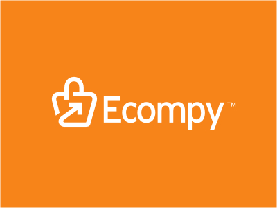 Ecompy arrow bag commerce line logo monoline network online orange shadow shop software