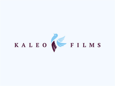 Kaleo Films animal bird blue dove film initials logo media purple wings