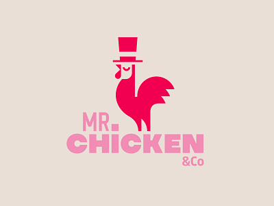 MR.Chicken&CO animal chicken class company delivery elegant food gentleman hat logo mister nutrition packaging restaurant rooster style t shirt