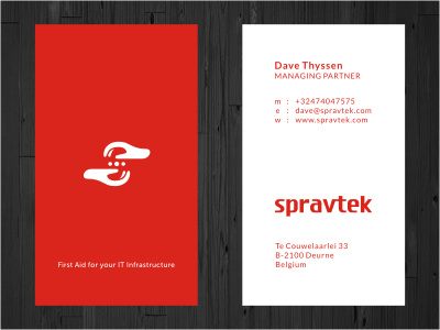 Spravtek business card card glass hands initials print red stationery