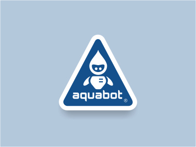 Aquabot smart logo triangle water bottle robot blue shield innovation technology wings drop