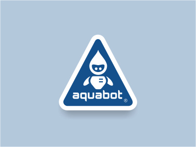 Aquabot blue bottle drop innovation logo robot shield smart technology triangle water wings