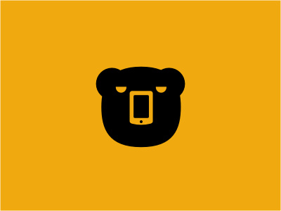 Bearmobile animal bear bee black honey logo mobile negative phone wild yellow