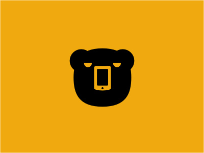 Bearmobile logo animal wild bear negative mobile phone yellow black bee honey