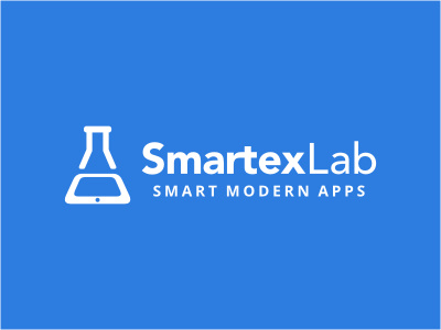 Smartex Lab app blue device flask lab logo mobile negative pad screen smart web