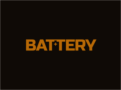 Battery battery black custom energy gold logo logotype negative power symbol typography