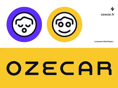 Ozecar EV bolt car charge charging electric electricity ev face icon lettering logo logotype mascot power symbol thunder typography vehicle