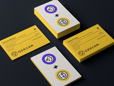 Ozecar EV Cards bolt business cards car electric ev logo print stationery thunder yellow