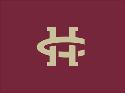 HC Monogram basketball cut education gold initials logo monogram ring shadow sports university