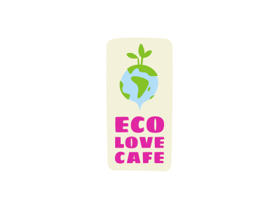 Eco Love beet beige blue cafe eco food globe green logo love magenta nutrition restaurant vegan vegetarian