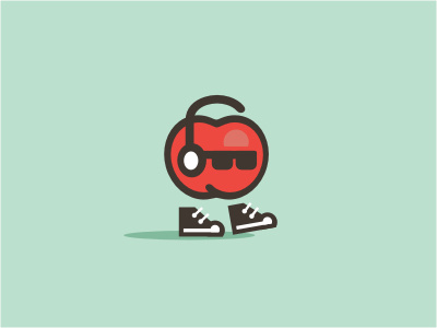 Lil Apple apple fruit glasses green illustration kicks music party red shadow shoes sound