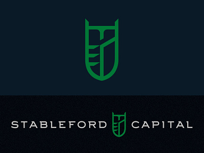 Stableford Capital advice agency animal bird blue financial green logo owl shield smart wise