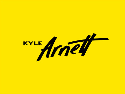 Kyle Arnett agency black calligraphy custom event handwritten logo logotype management pr signature yellow