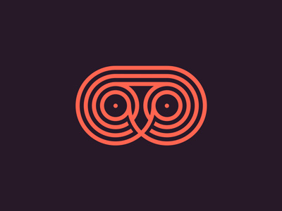 Hypnoteyes animal bird eye hoot hypnotize line logo loop orange owl purple stripe