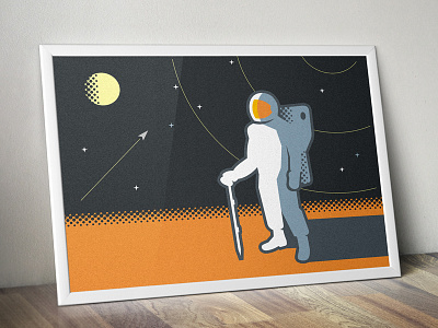 Ass-thrown-out adventure astronaut explore future halftone human illustration mars poster shadow space universe